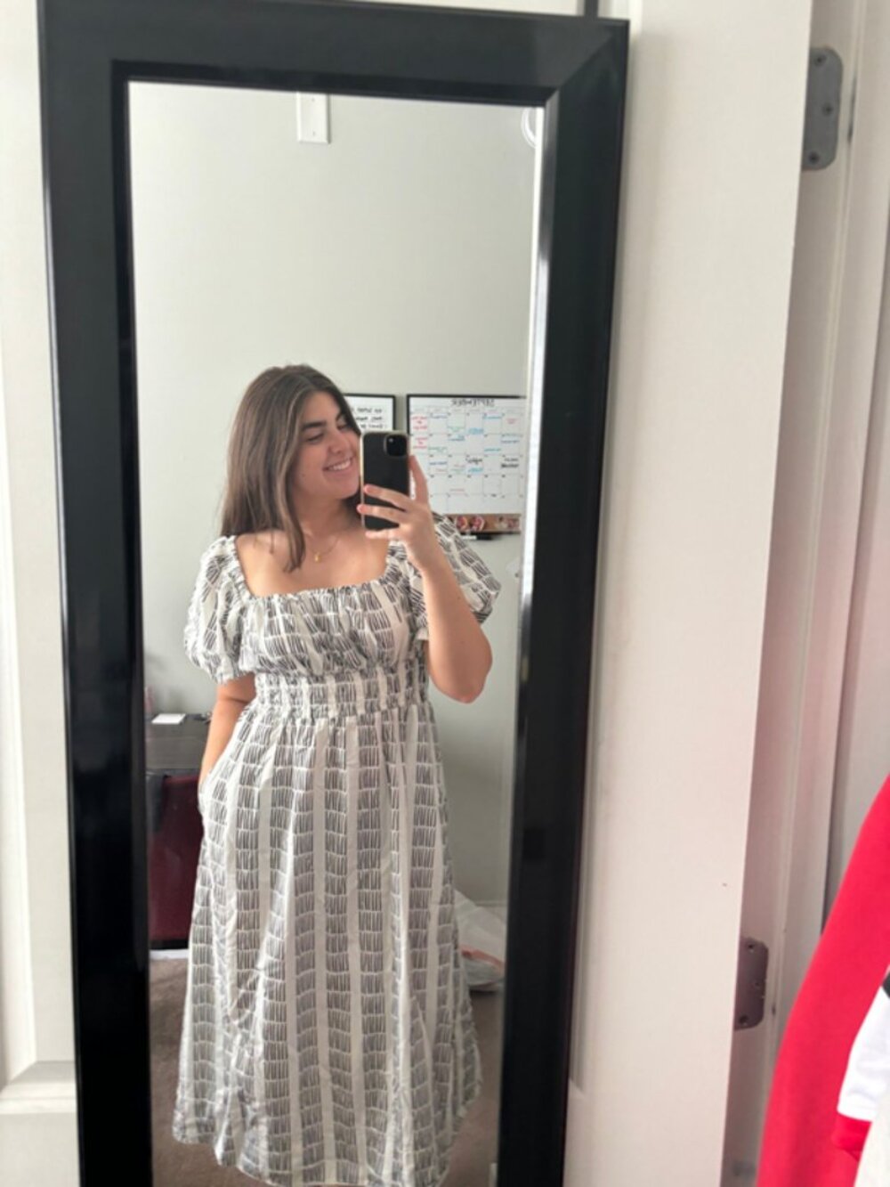 Anthropologie Maeve 100% Cotton Puff-Sleeve Smocked Midi Dress - Picture 14 of 16